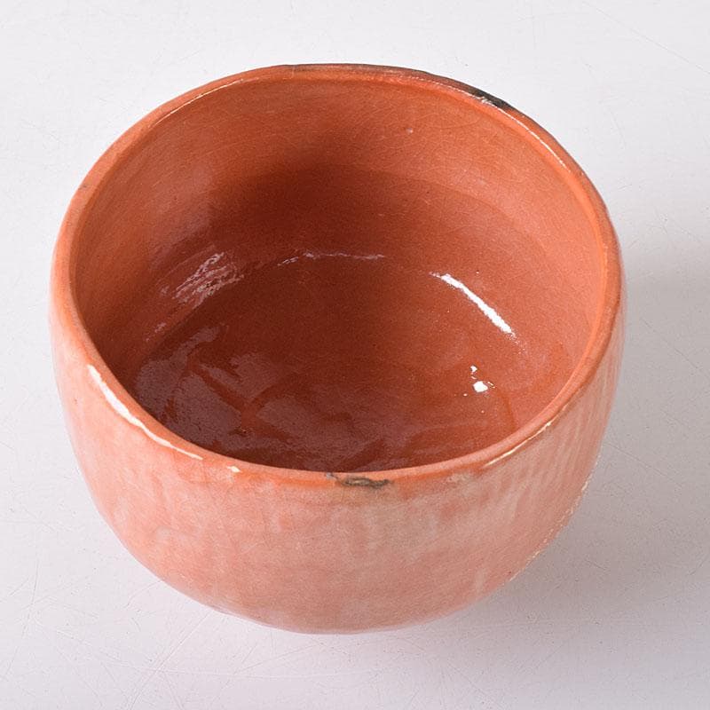 茶道具　川崎和楽作　赤楽茶碗　共布　前大徳大橋香林極め箱　N　7653
