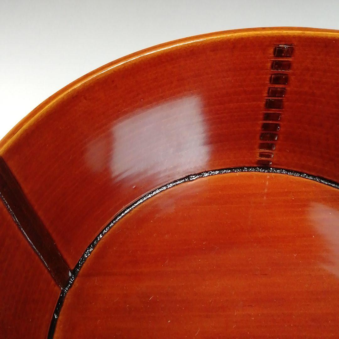 Ｗ３２７　建水　『飛騨春慶塗　曲建水』　紙箱　茶道具