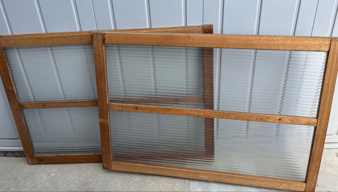 モールガラス　建具　2枚組　昭和レトロ
