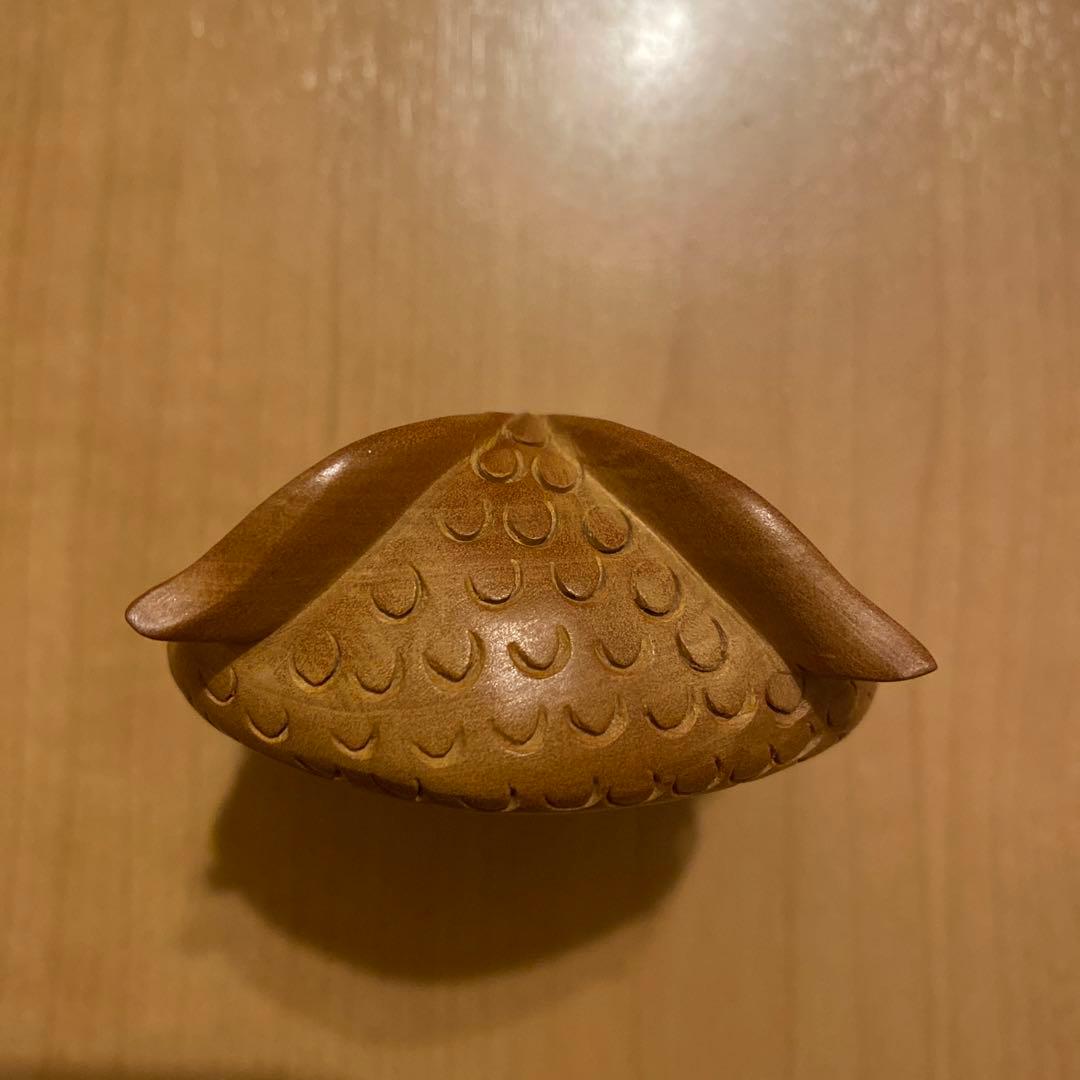 ふくろう 木彫り 透し彫 民芸品 工芸品 Japandi 木製 置物 梟 鳥