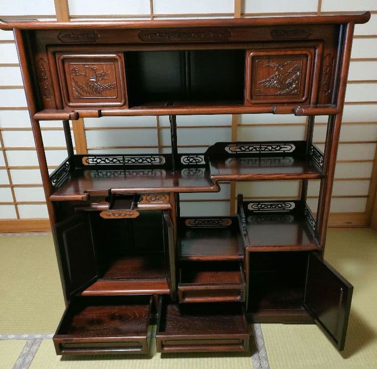 （たこやき）【隠し棚あり】茶箪笥 飾り棚 唐木家具
