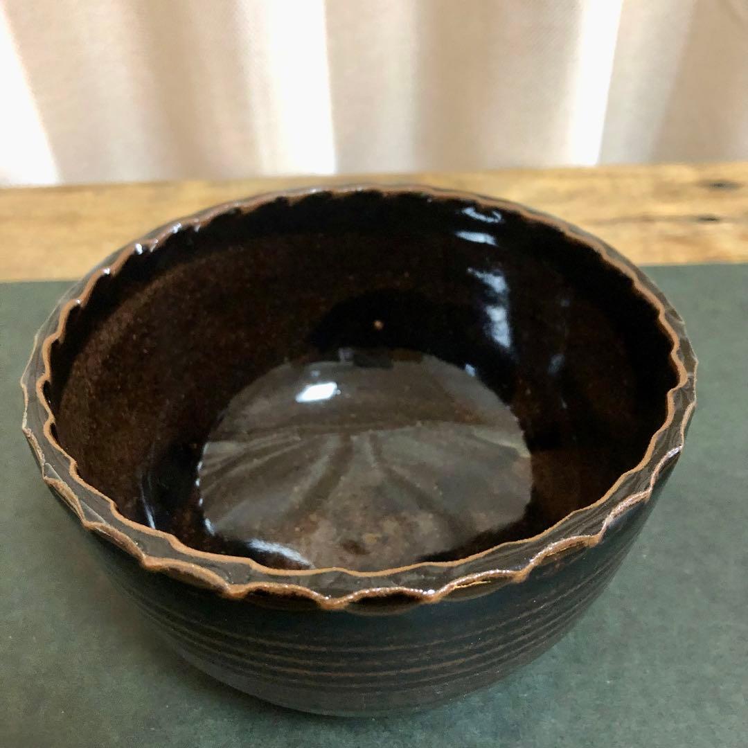 陽炎園 膳所焼 輪花形建水 交趾写ツクネ蓋置 共箱 茶道具 岩崎新定 青交趾