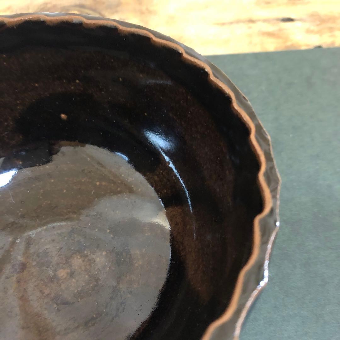 陽炎園 膳所焼 輪花形建水 交趾写ツクネ蓋置 共箱 茶道具 岩崎新定 青交趾