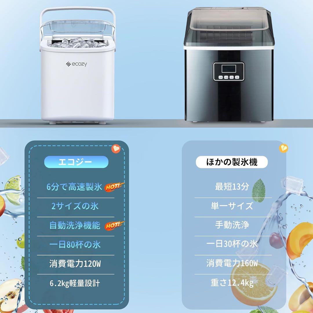 ✨大特価✨製氷機 家庭用 高速製氷機 最速6分 自動洗浄機能付き 2サイズの氷