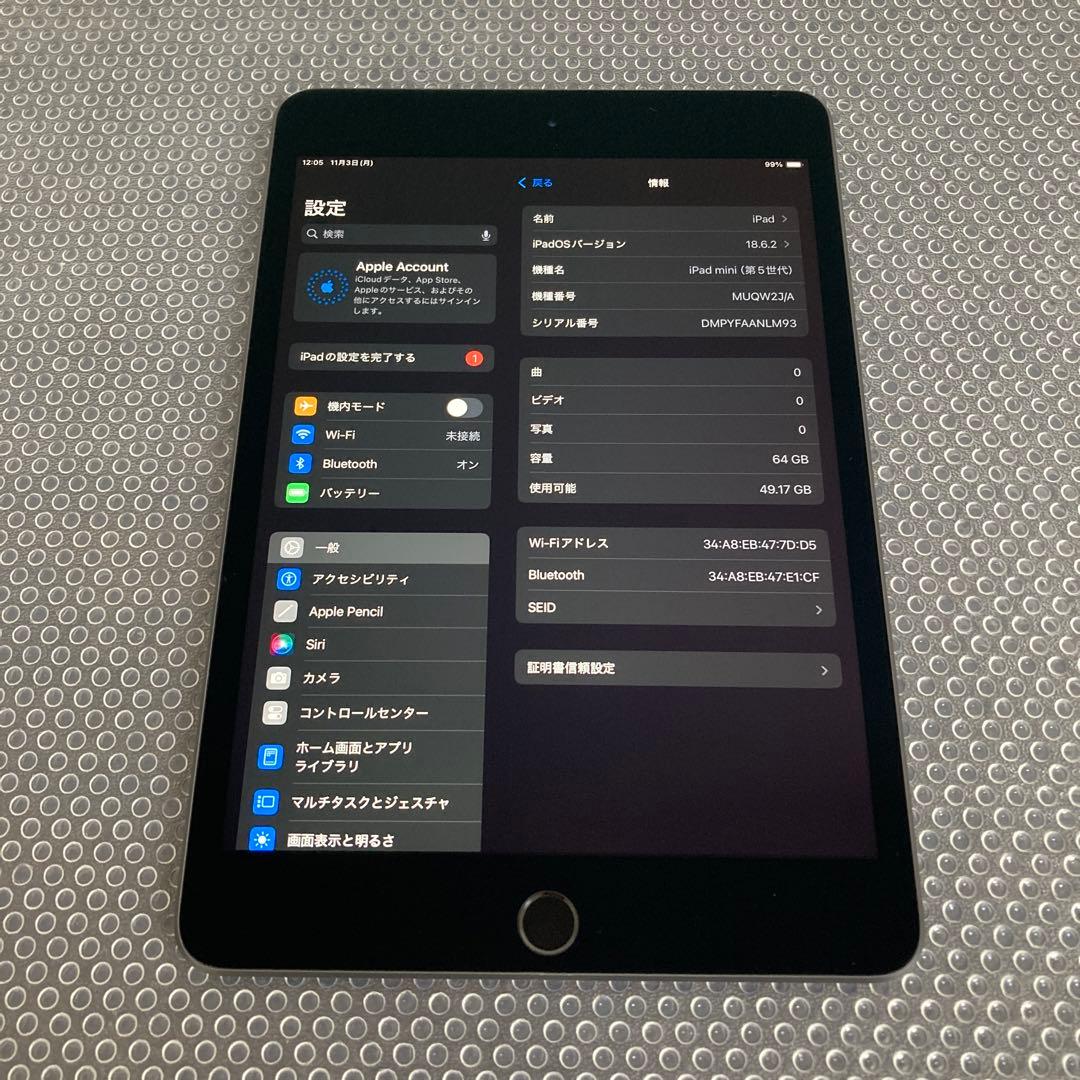 2937【早い者勝ち】美品☆iPadmini5第5世代64GB WIFIモデル☆