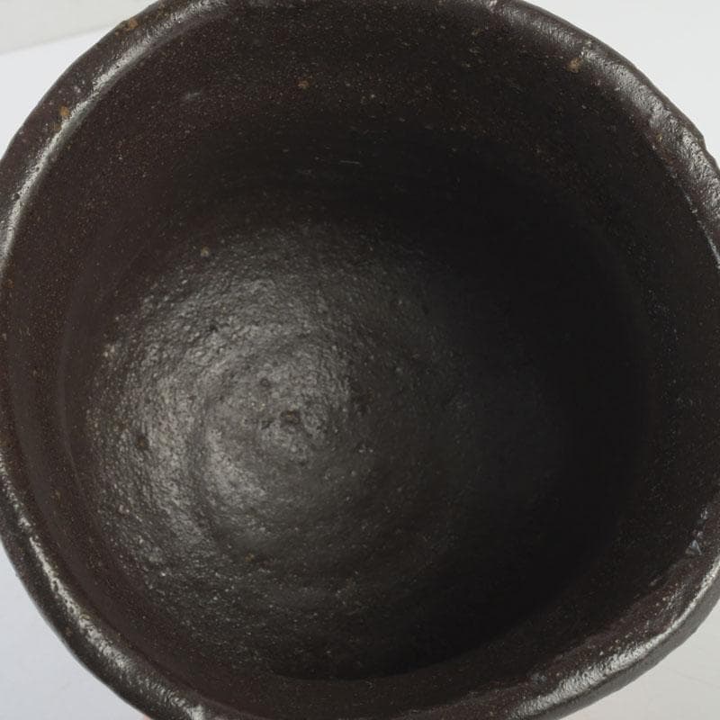 北大路魯山人作　瀬戸焼　瀬戸黒　茶碗　共箱　V　9878