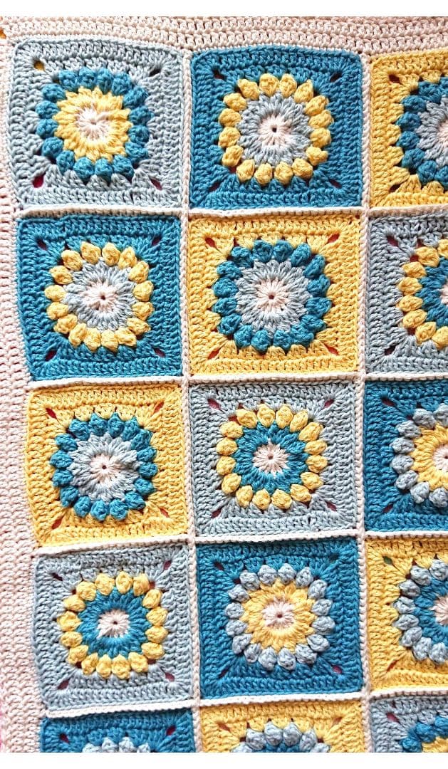 コットン ハンドメイド モチーフブランケット