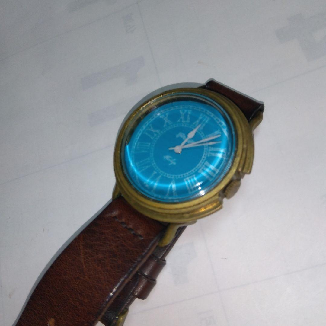 ☆青い文字盤のアナログ腕時計☆（電池式）《USED》美品