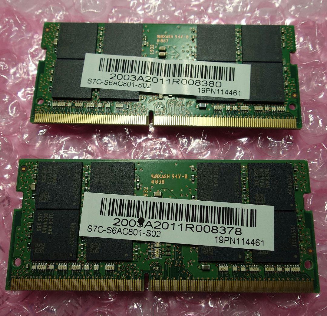 Samsung DDR4 32GB 2666V メモリ2枚セット計64GB