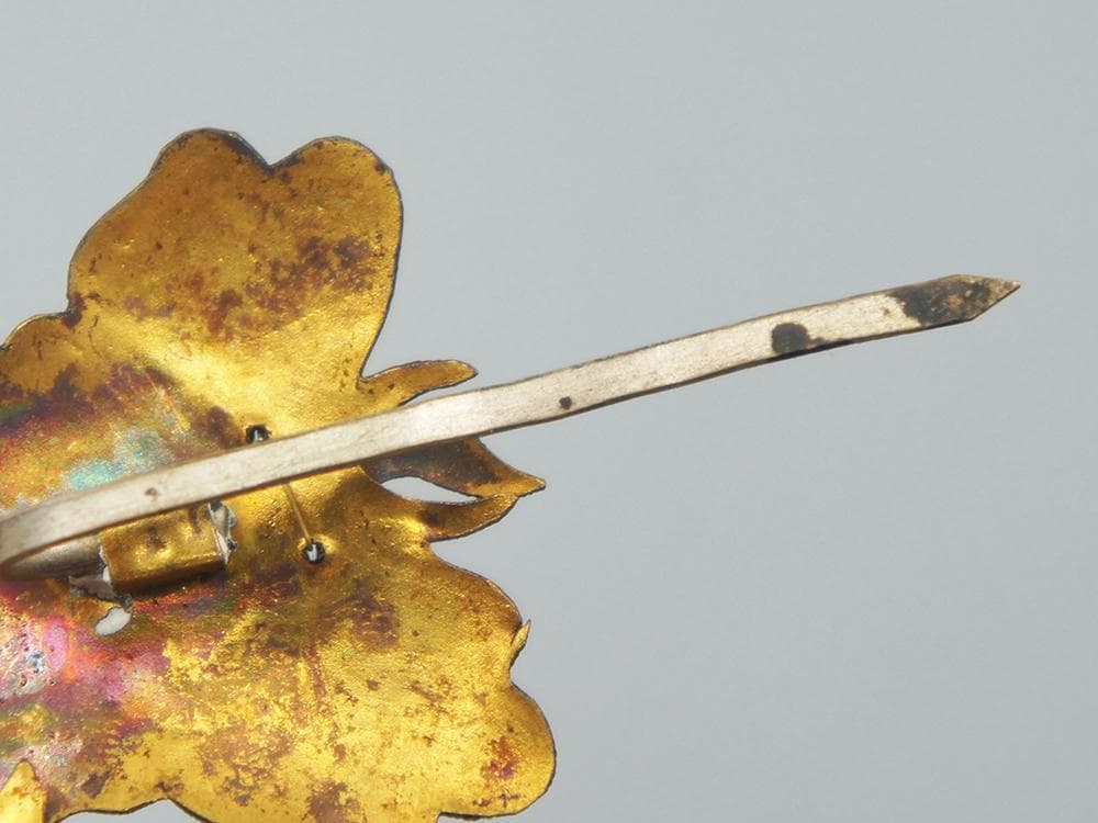 【繍】　★ 織繍 打籽繍花魚紋挽袖裁片 ★　清時代　金魚花卉 刺繍文様　明清繍品
