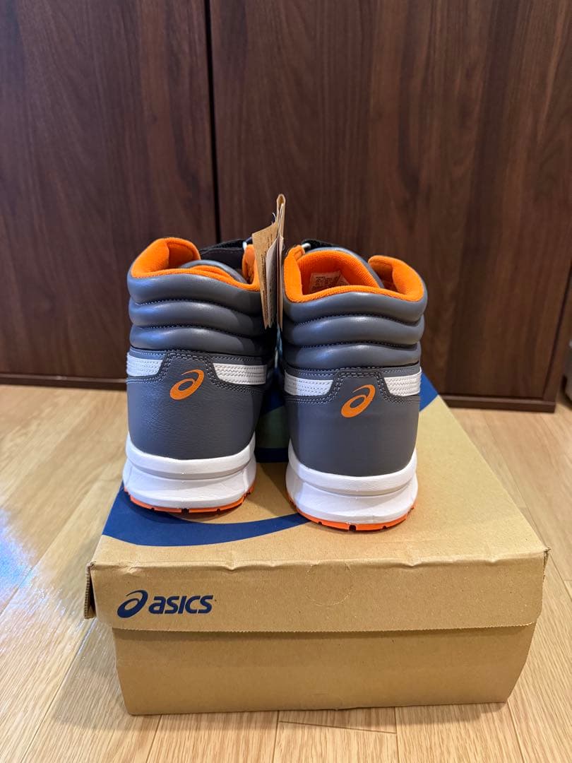 asics グレー/オレンジ ハイカット安全靴28cm