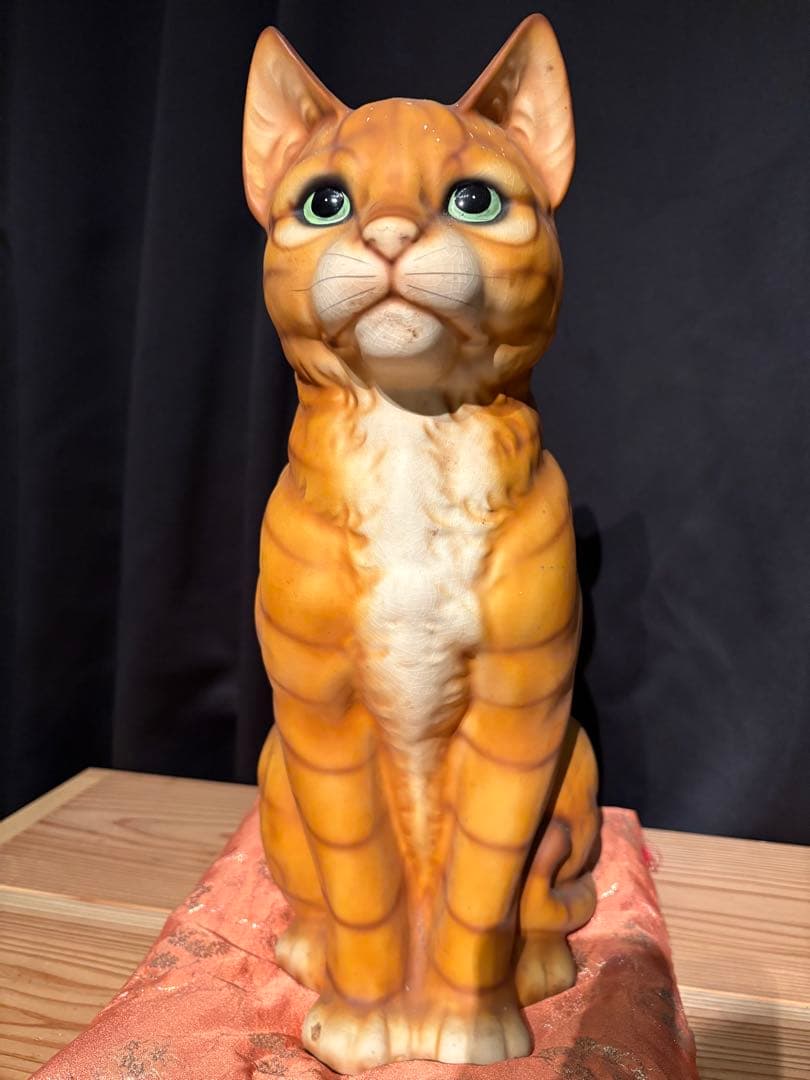 【昭和レトロ】陶製 猫置42cm / Cat Figurine Vintage