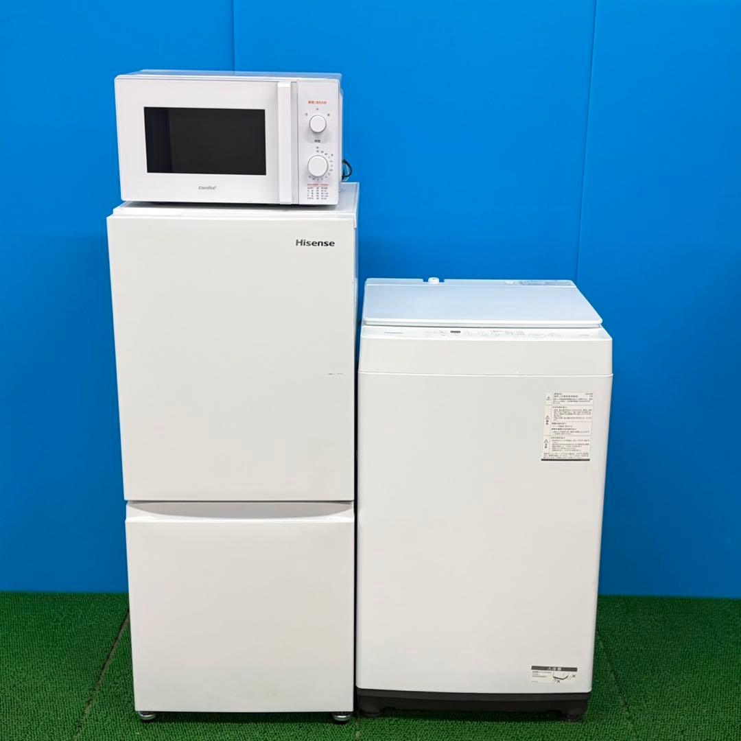 912 最新24〜25年製　冷蔵庫　洗濯機　電子レンジ　３点セット　小型　単身