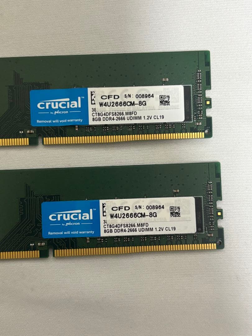 crucial 8GB✖︎2枚合計16GB DDR4-2666メモリ