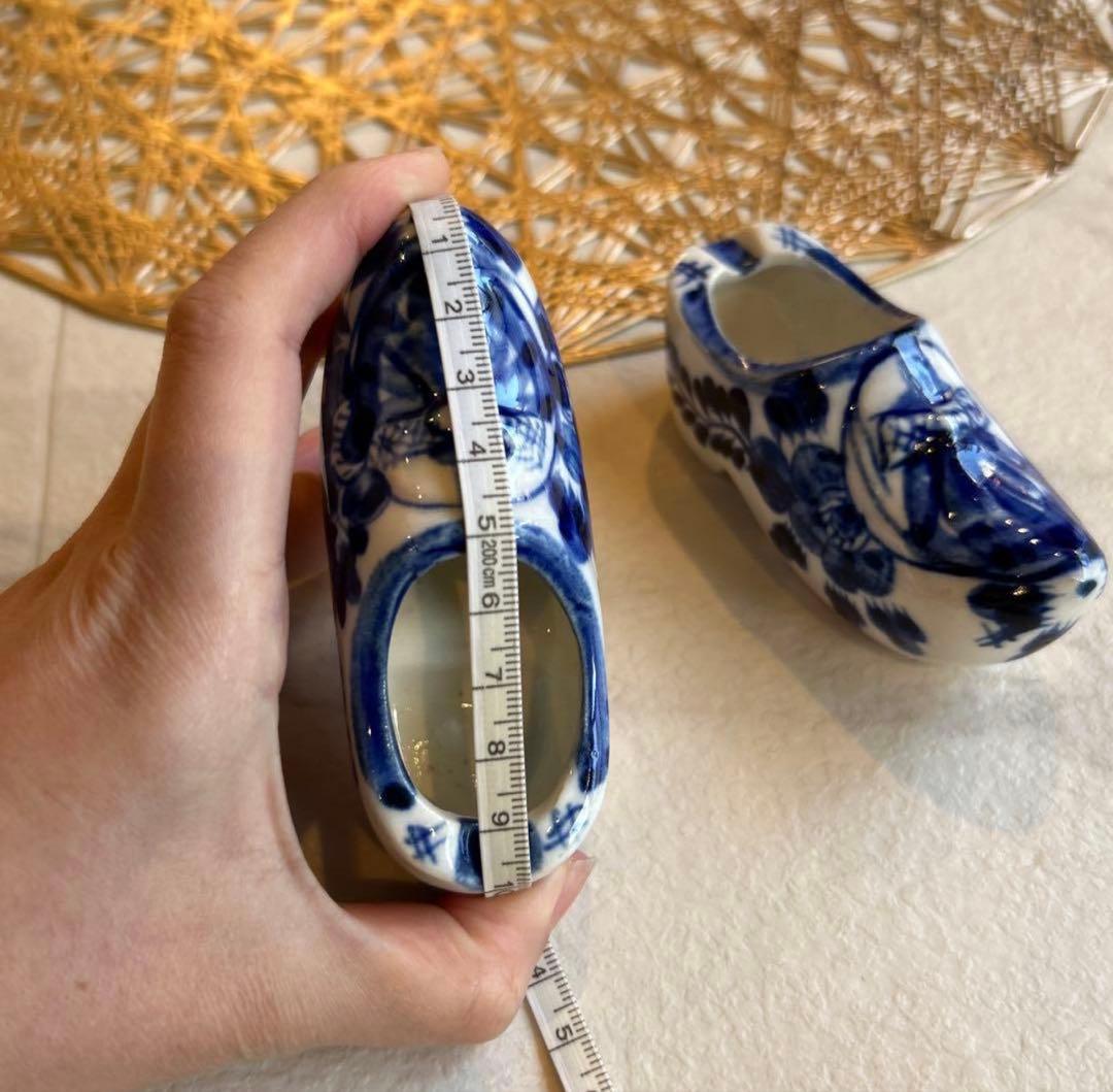 希少 オランダ デルフト焼 木靴 陶器 置物 ミニチュア 花瓶 北欧 手描き