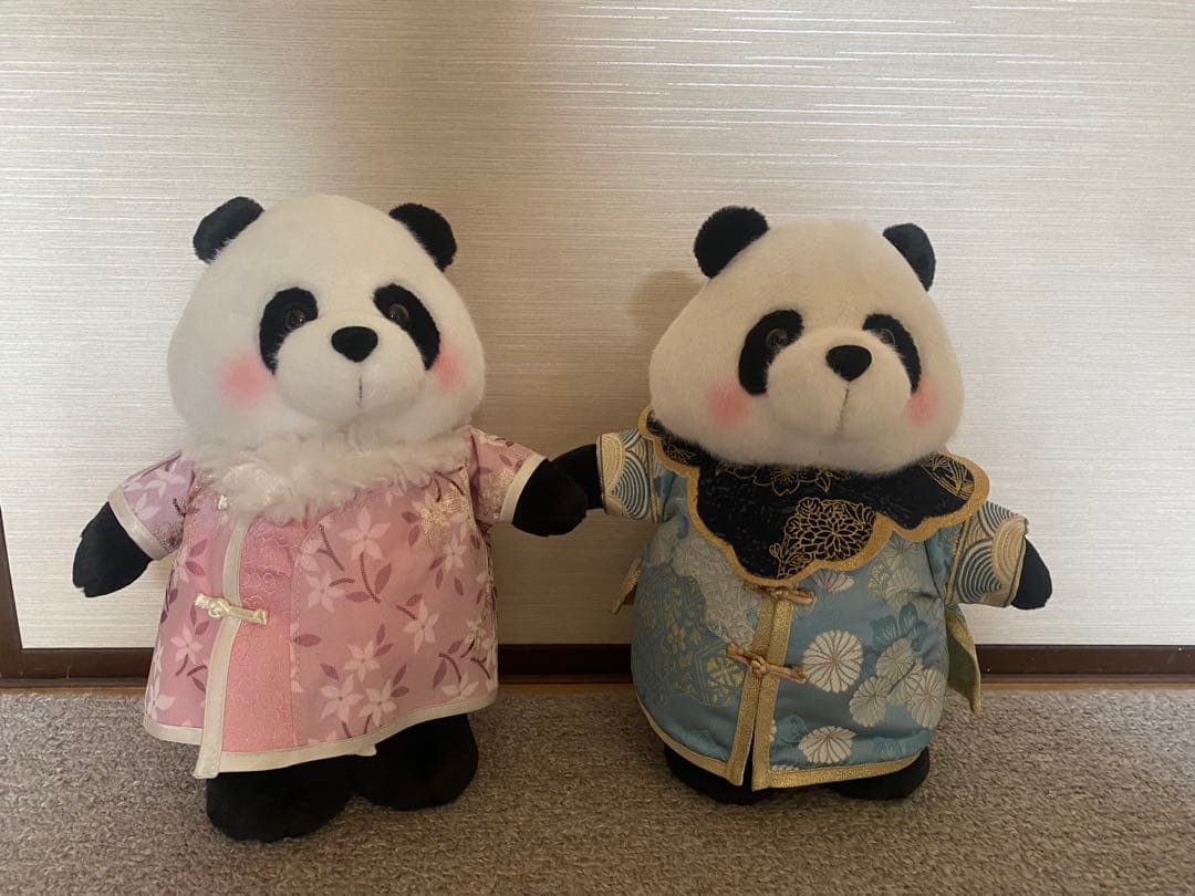 和風衣装のパンダぬいぐるみ2匹セット