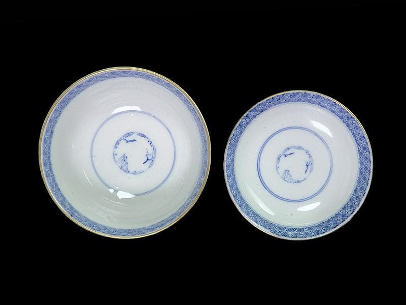 古伊万里　金襴手　菊花四方襷紋　蝶に花の図　蓋茶碗　N1922AS-DCt