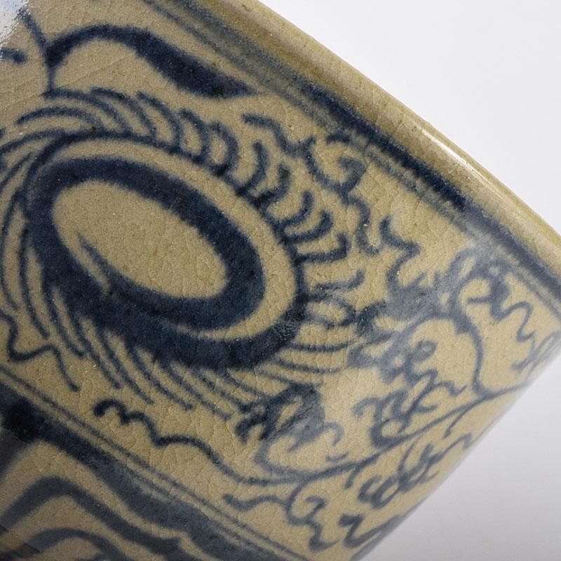 茶道具　膳所焼　陽炎園造　淡海ぜぜ　唐草文茶碗　共箱　C　8015