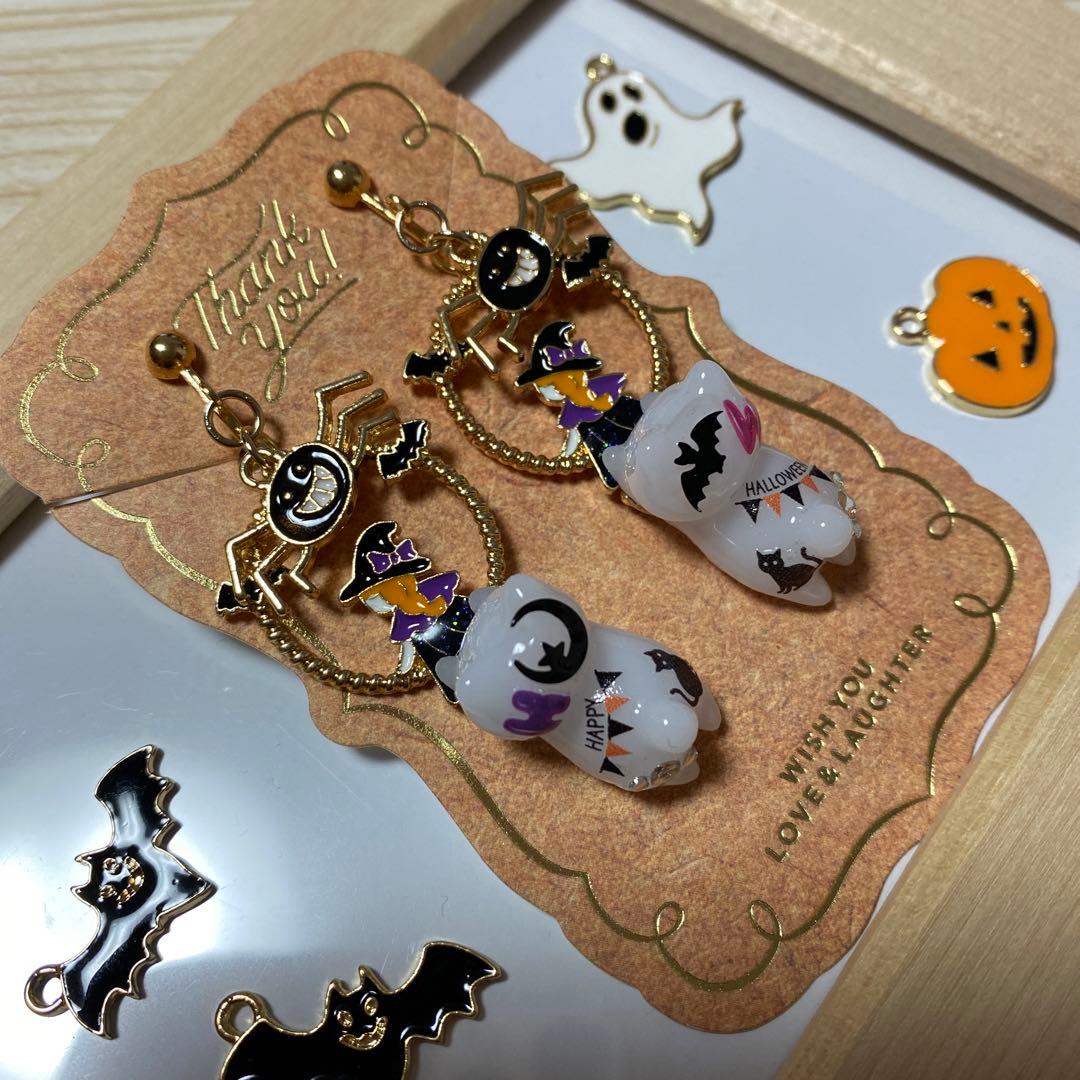 ☆スパイダーとハロウィン猫ちゃんイヤリング☆