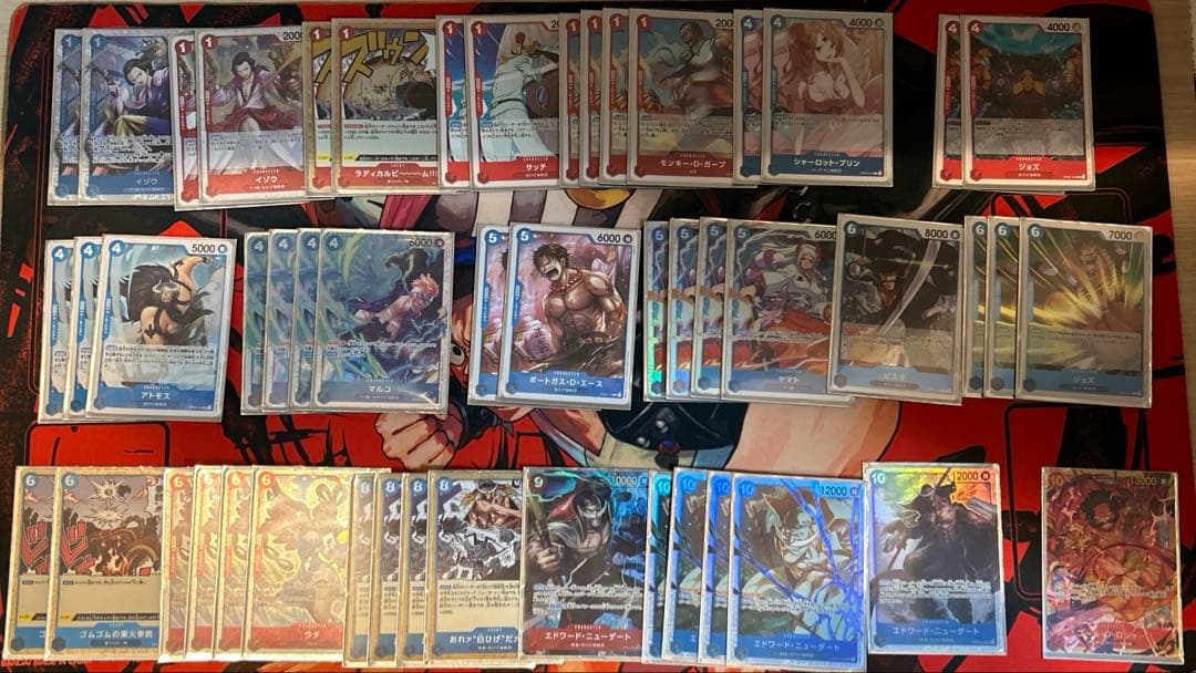 ワンピカード　赤青エース構築済みデッキ リーダーパラレル付き