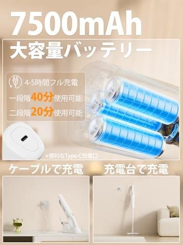 D★【2026新登場】掃除機 コードレス 25000pa超強力吸引 ハンディステ
