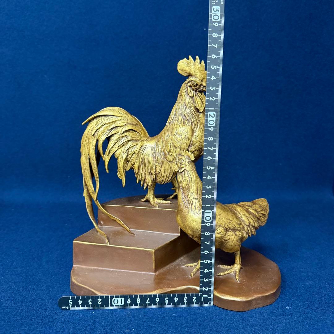 高村光雲(原型) 高村規(監修) 「春鶏」 共箱 銅製 ブロンズ置物 長期保管品