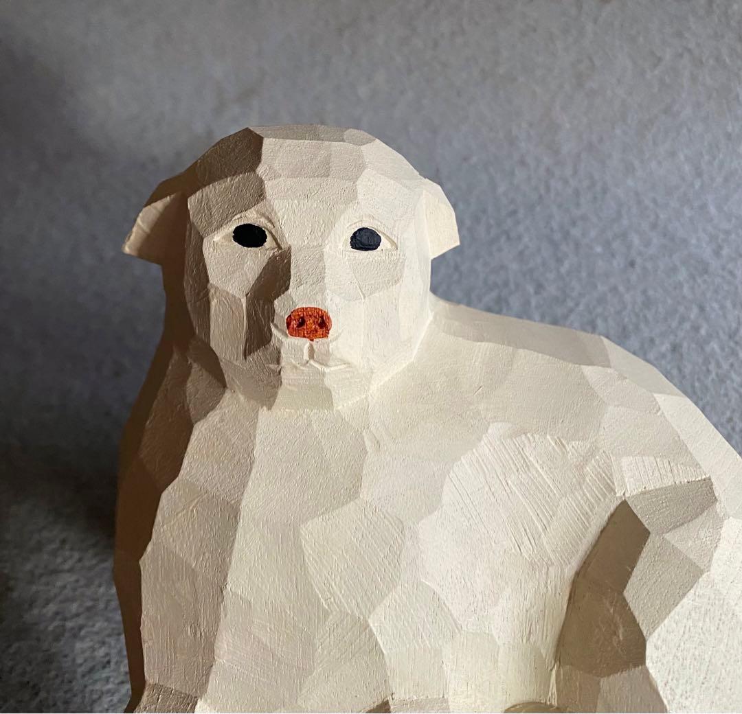 【柏里】木彫り・犬の彫刻