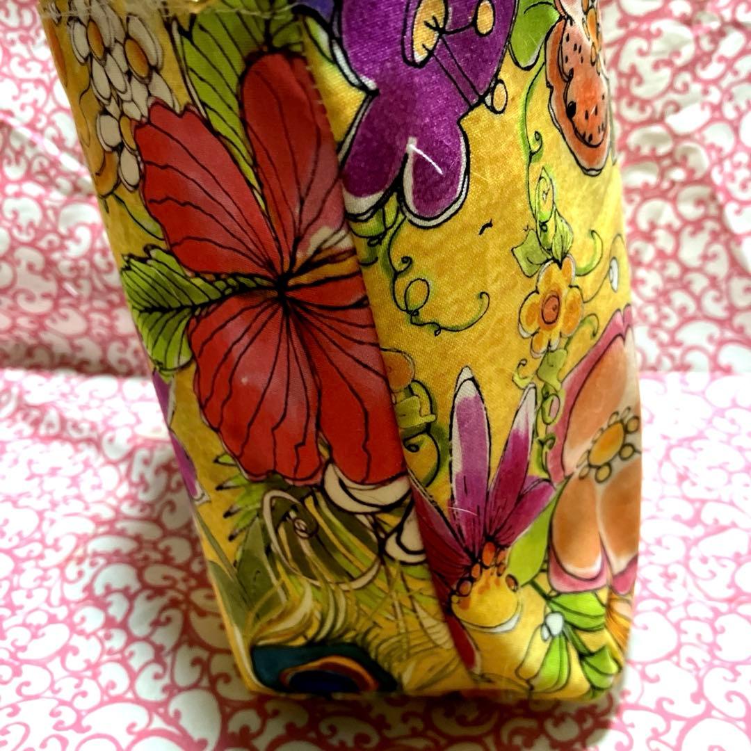 ロラライハリス　Flamingo フラワー柄マチ広大きめポーチ☆ハンドメイド品☆