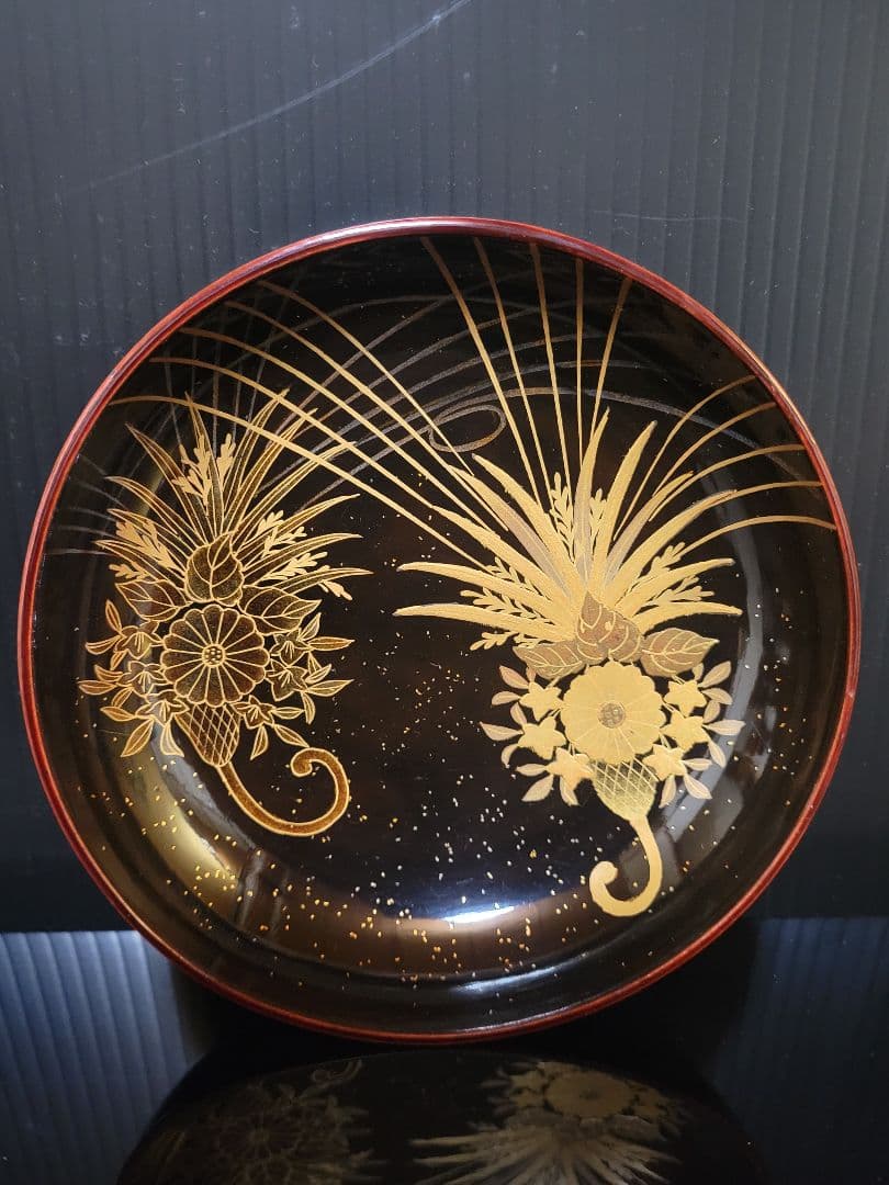 時代 春慶塗 内金蒔絵 吉祥華図 木製 吸物椀 蒸し物椀 懐石 茶懐石 5客