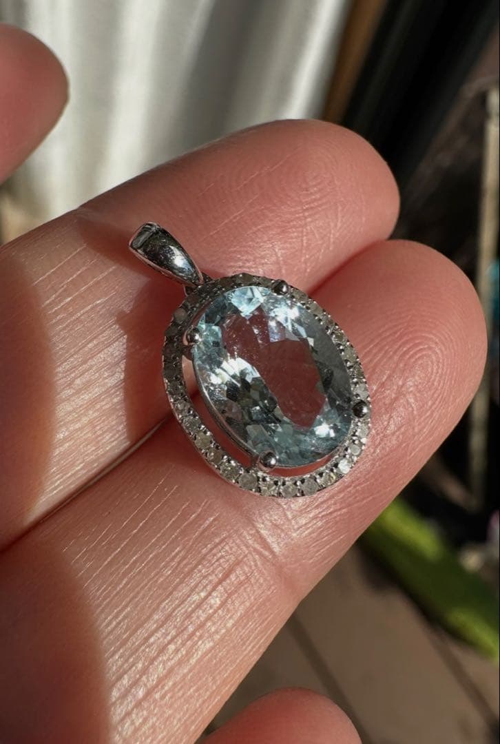 天然アクアマリン3 ct￼ 金具S 925ペンダントトップ 鑑定書付き
