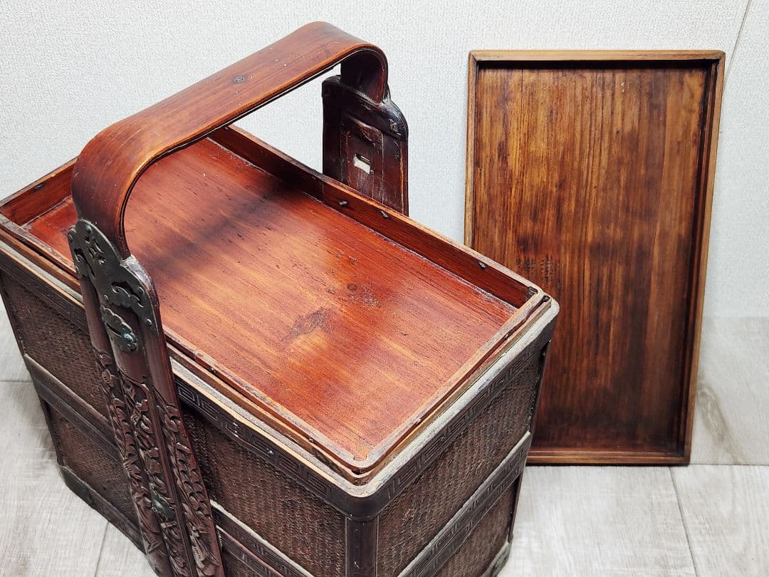 煎茶道具 茶道具箱 煎茶道具箱 茶道 茶収納箱 提藍 骨董品 現状品 ていらん