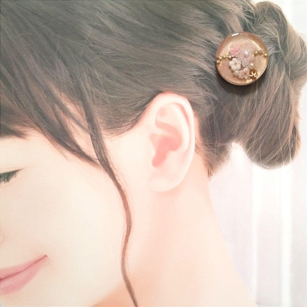 再販無し no.1759 レジン ヘアゴム ブローチ ポニーフック