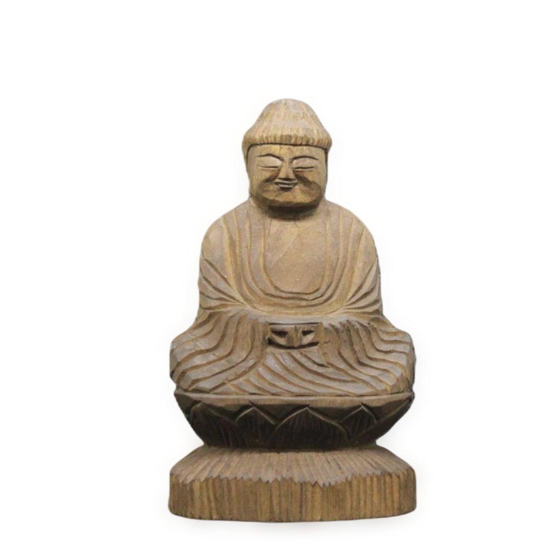 阿弥陀如来坐像(15cm an7508)仏像 円空仏 摸刻 木彫