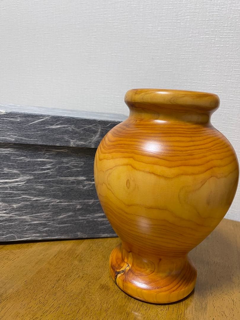 【新品未使用品】桧木目木製壺 銅内装