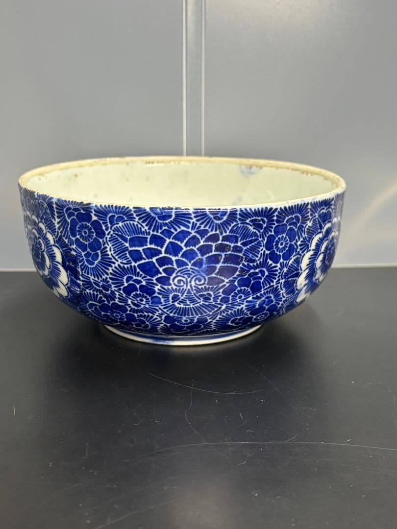 古伊万里 菊唐草紋 微塵唐草 牡丹 染付 明治期 古美術 オールドイマリ 古陶磁