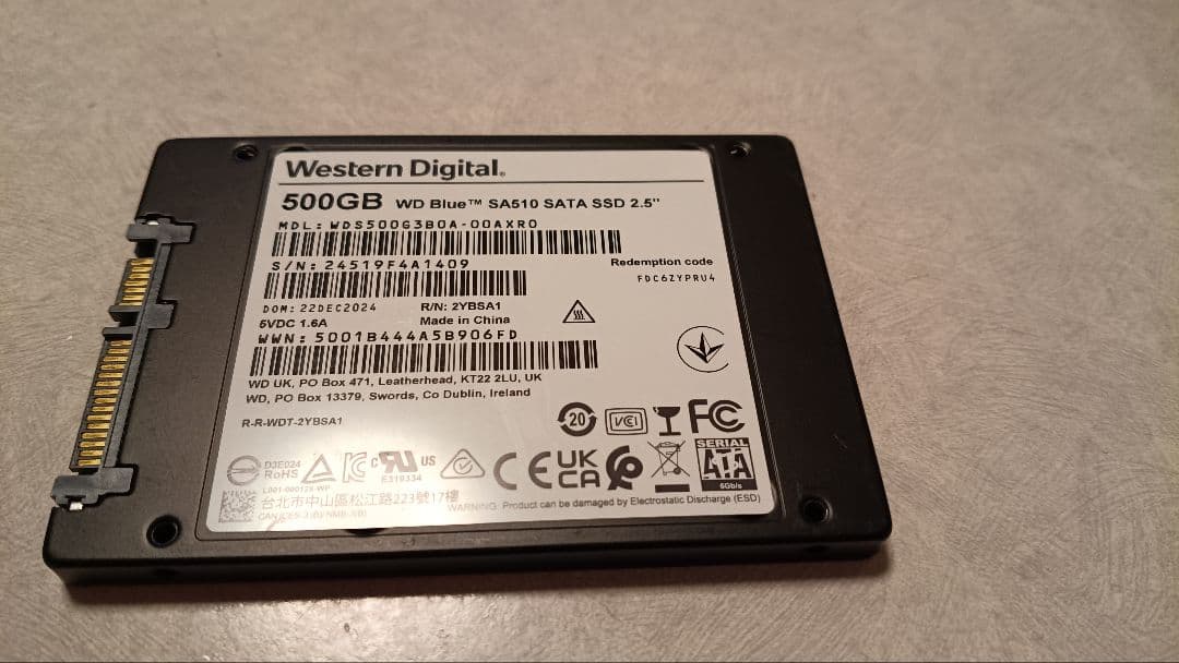 【値下げ】WD Blue SA510 500GB SATA SSD 100%