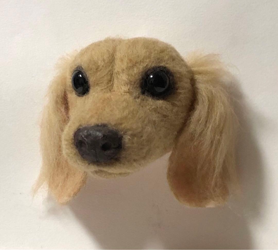 羊毛フェルト　オーダー　Mダックスフンド　犬　顔半立体