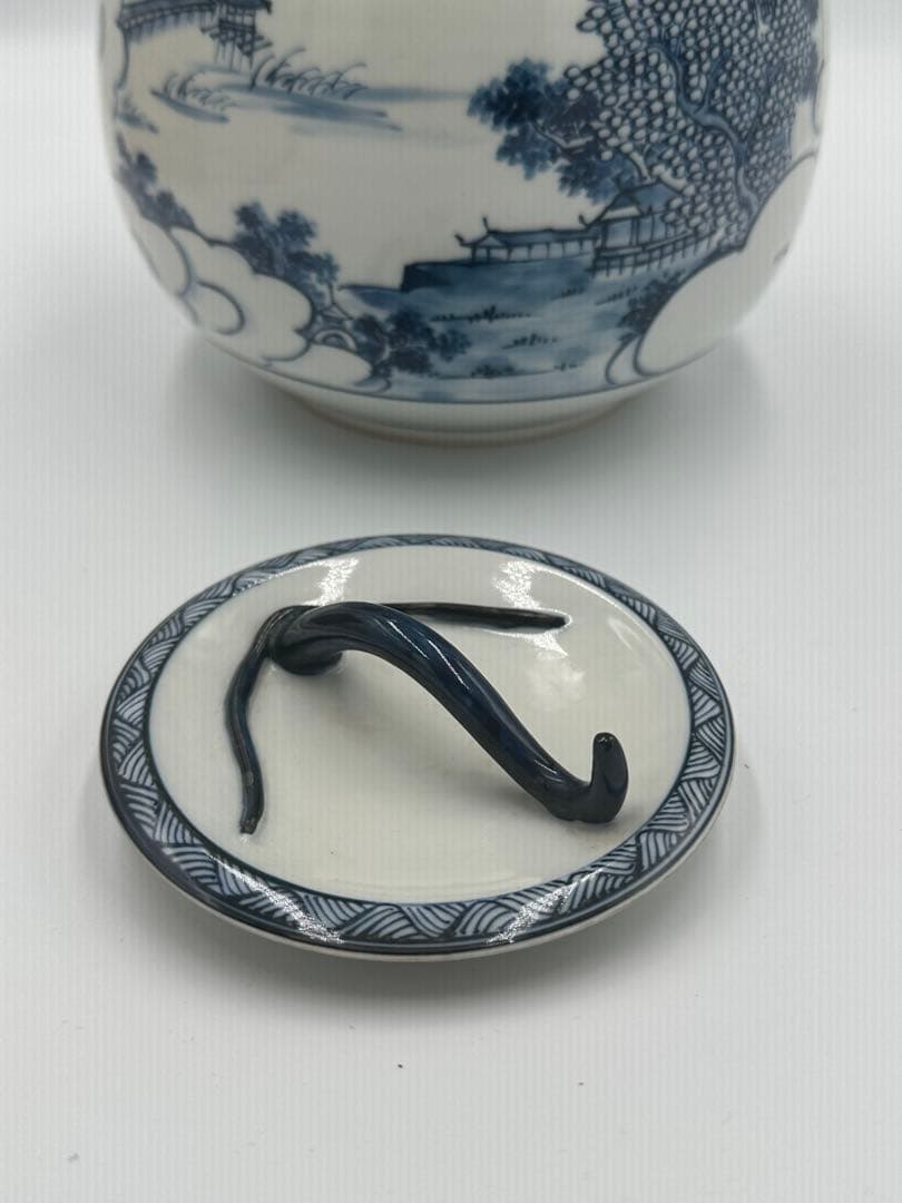 平安秀峰　染付水指　祥瑞　共箱作