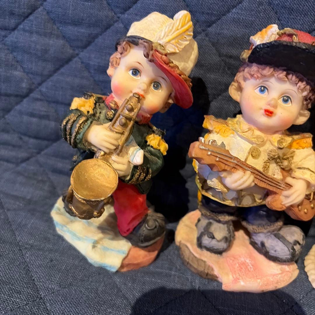 昭和レトロ　アンティーク人形　楽器を演奏する子供たち　４個セット 新品
