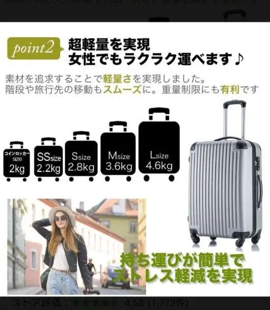 キャリーケース　Mサイズ　一回使用のみ