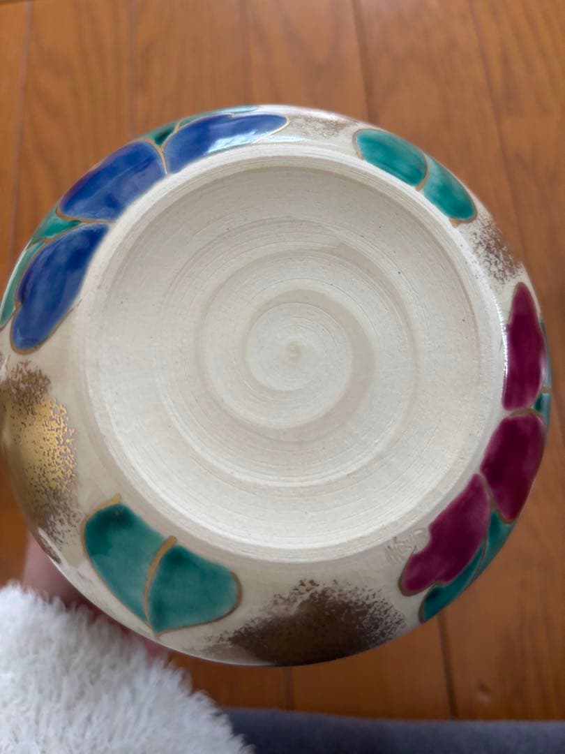 清水焼き　金　椿　蓋付き