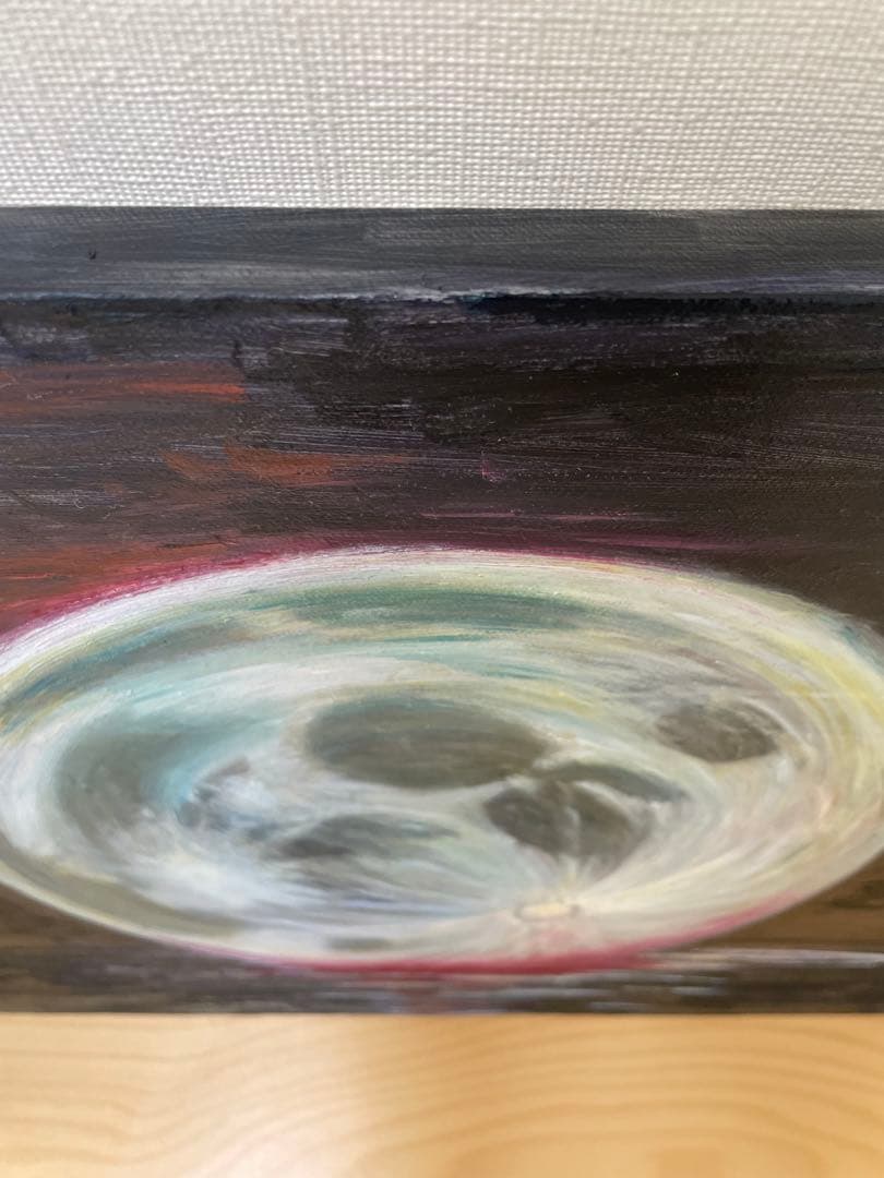 値引き中！油絵　月　幻想的な月の油彩画　はじまり　海　水　浮かぶ月