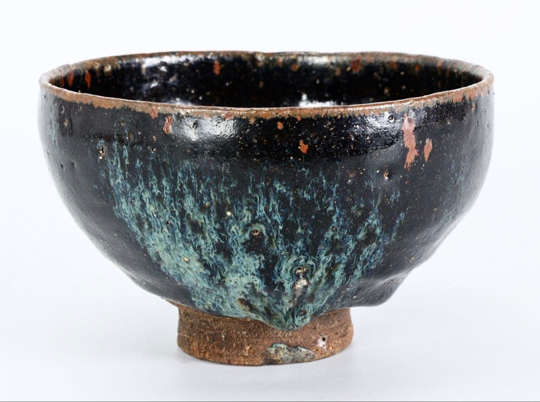 なまこ釉 釉垂れ茶碗 木箱付 茶道具 抹茶碗 古陶 古美術 骨董品