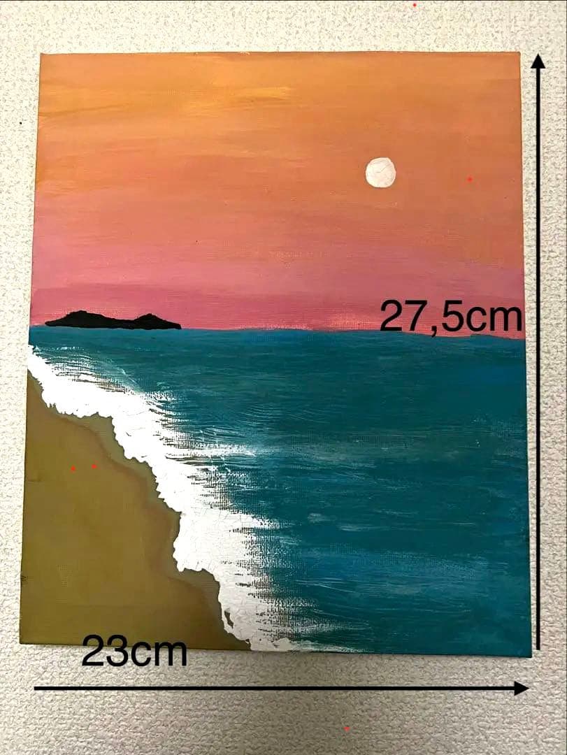 アクリル絵画 海と月