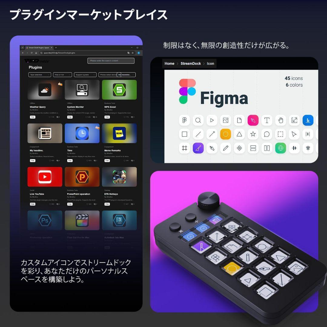 ストリームコントローラー 18 マクロキー ストリームドック　ブラック