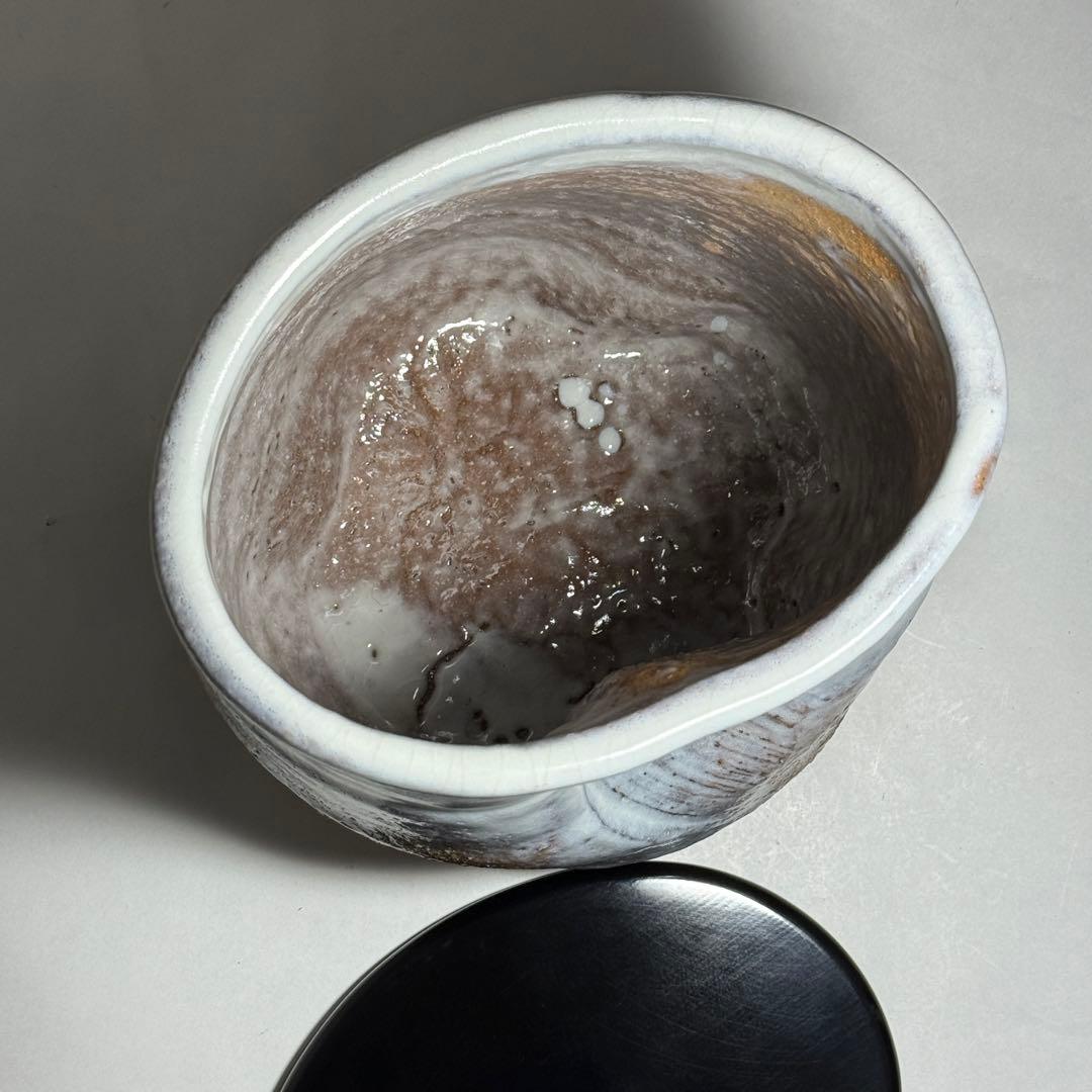 ◆萩焼の老舗【玉隆門 吉田萩苑】造 萩焼水指 本漆蓋付 最上手品 共箱・共布付◆