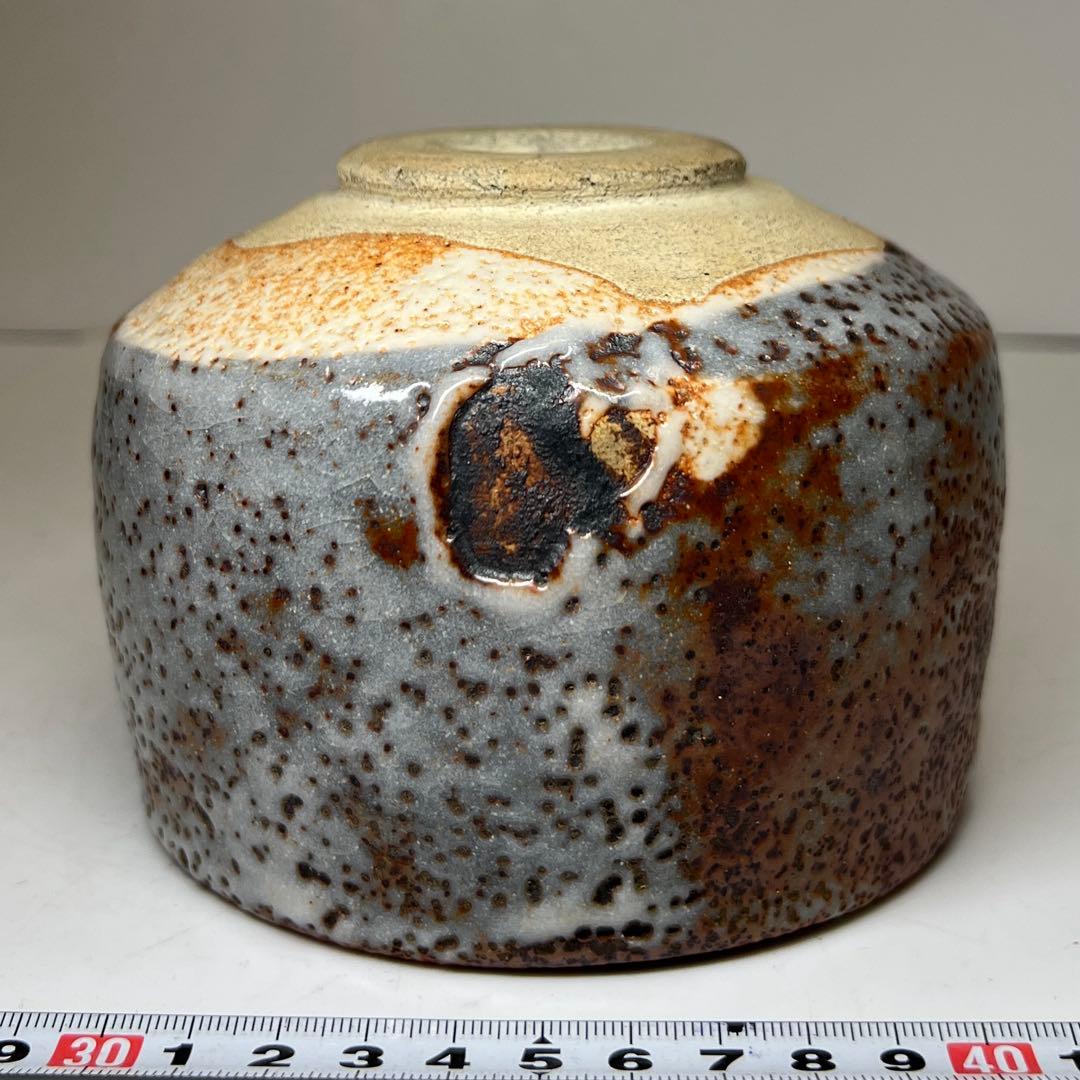 ☆茶3 川本清雲 鼡志野茶碗 共箱 w11.5〜12.3cm 東キ7-1218①