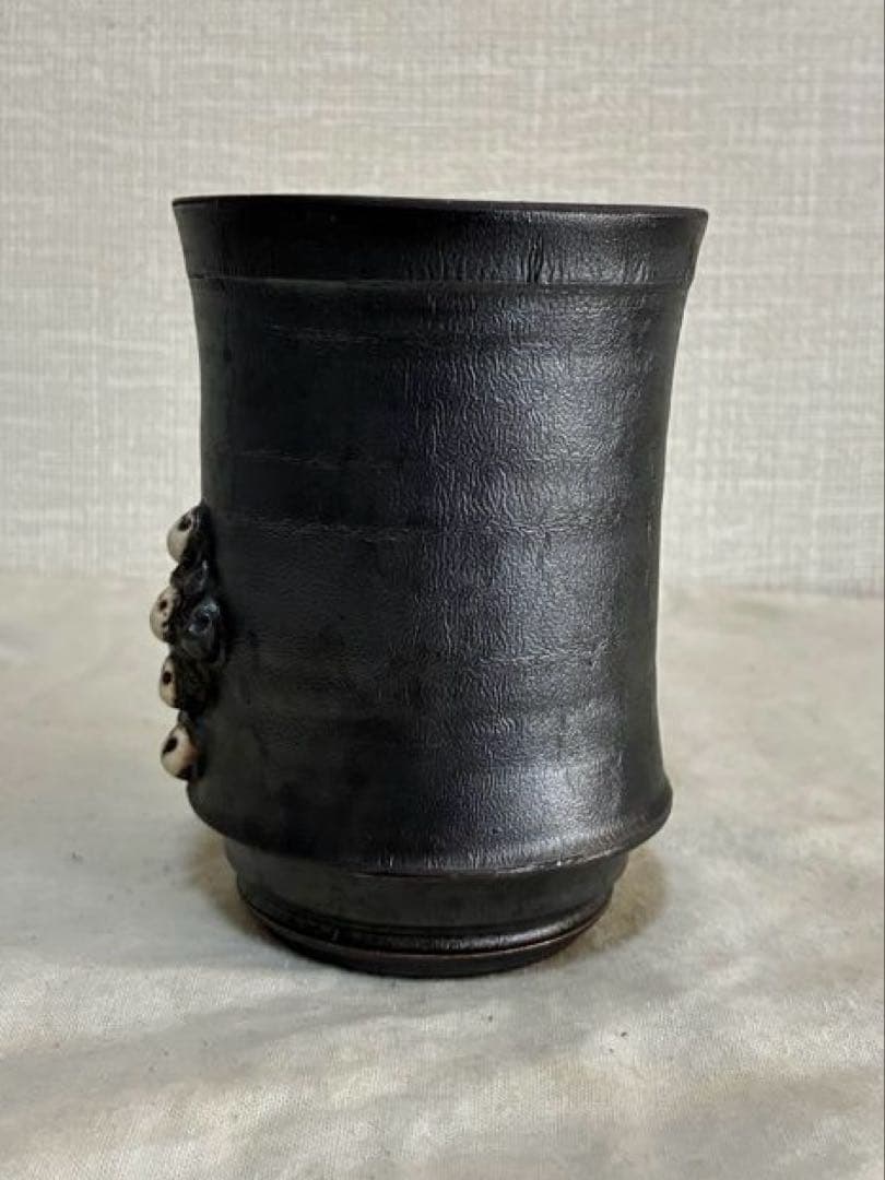 濱中史郎 レザー スカル クロス カップ 萩焼