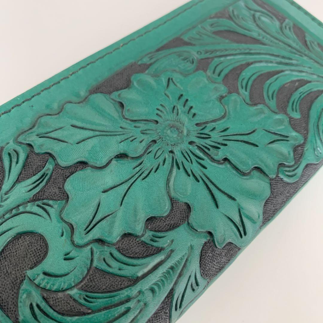 革財布　カービング　ハンドメイド