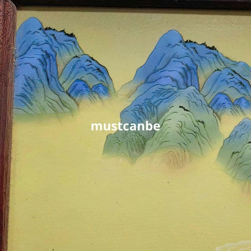 陶板画 パステル画千里江山絵掛けスクリーン 応接間 玄関 装飾品 工芸品 置物